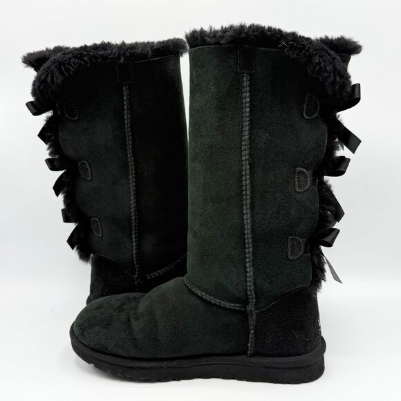 UGG Bailey Boot II Tall Black Suede Fur Lined Winter Boots - US Women 6 / EU 37 - Picture 10 of 13